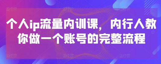 个人ip流量内训课，内行人教你做一个账号的完整流程-藏宝阁