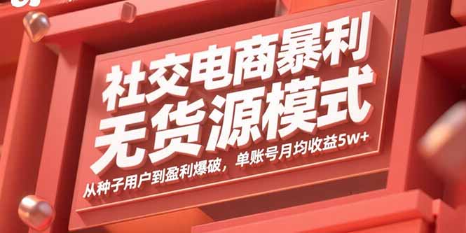 社交电商暴利无货源模式：从种子用户到盈利爆破，单账号月均收益5w+-藏宝阁