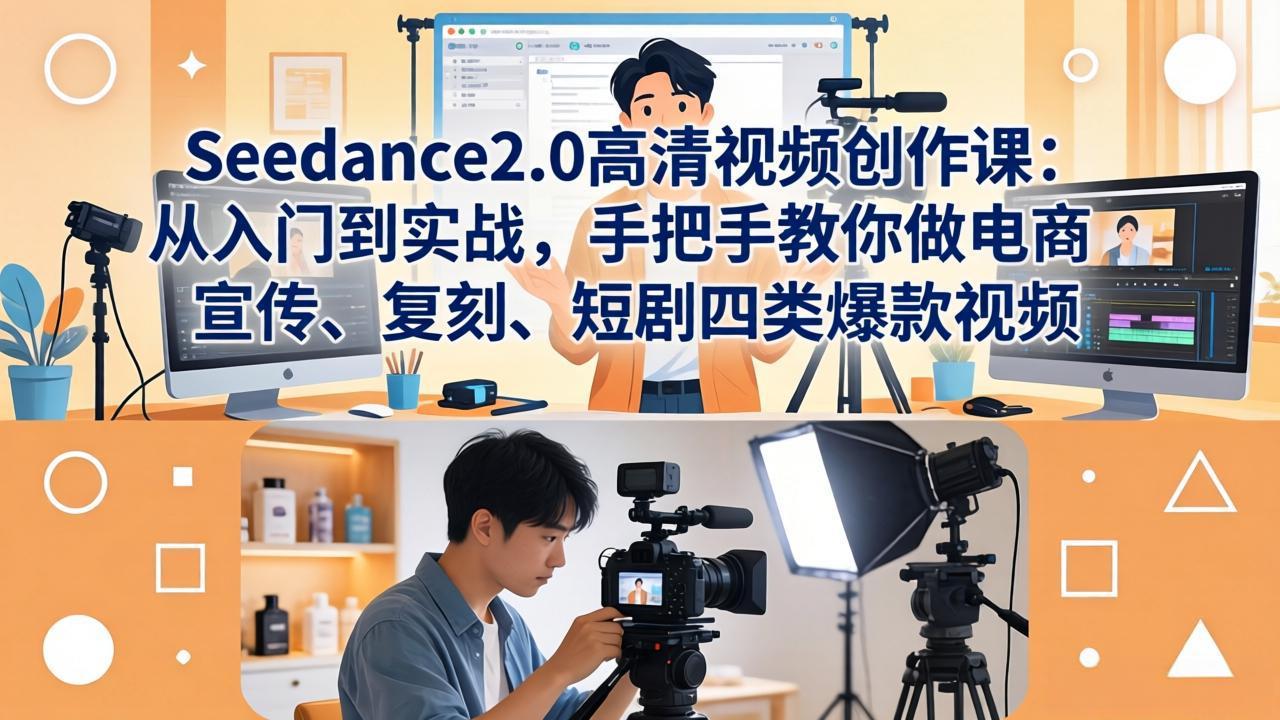Seedance2.0高清视频创作课：从入门到实战，手把手教你做电商、宣传、复刻、短剧四类爆款视频-藏宝阁