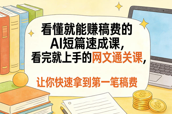 看懂就能賺稿费的AI短篇速成课，看完就上手的网文通关课，让你快速拿到第一笔稿费(更新8月)-藏宝阁