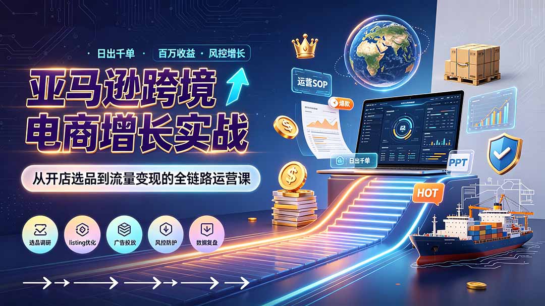 亚马逊0-1孵化特训营8期：从注册风控到稳定日出千单实战，规避审核封店风险，标准化执行流程落地-藏宝阁