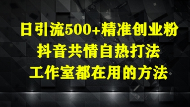 日引流500+精准创业粉，抖音共情自热打法，工作室都在用的方法-藏宝阁