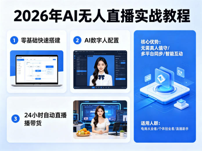 2026年AI无人直播实战教程，零基础也能快速搭建AI数字人无人直播间，实现24小时自动直播带货-藏宝阁