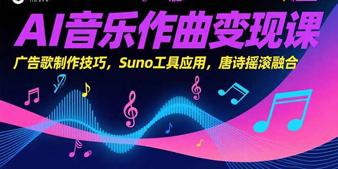 AI音乐作曲变现课，广告歌制作技巧，Suno工具应用，唐诗摇滚融合-藏宝阁