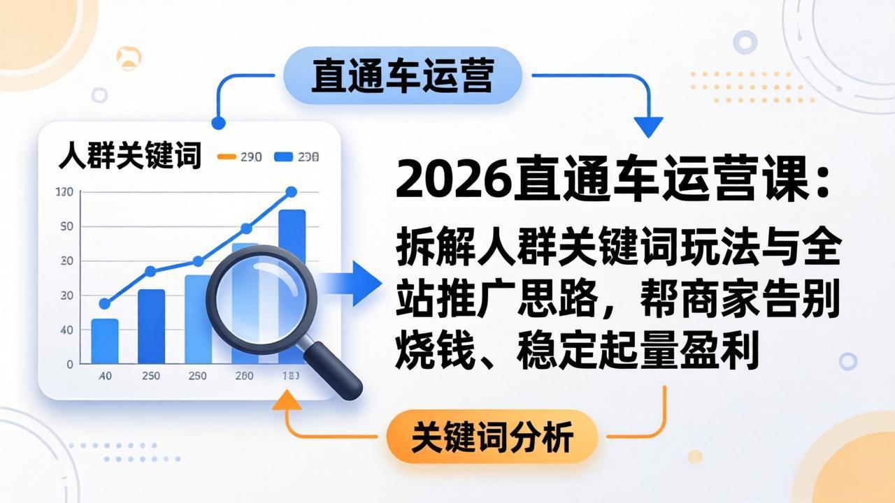 2026直通车运营课：拆解人群关键词玩法与全站推广思路，帮商家告别烧钱、稳定起量盈利-藏宝阁