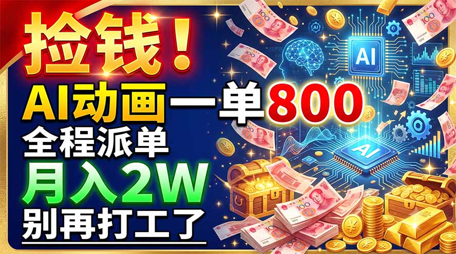 捡钱！AI动画一单800，全程派单，月入2W，别再打工了-藏宝阁