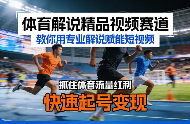 体育解说精品视频赛道，教你用专业解说赋能短视频，抓住体育流量红利，快速起号变现-藏宝阁