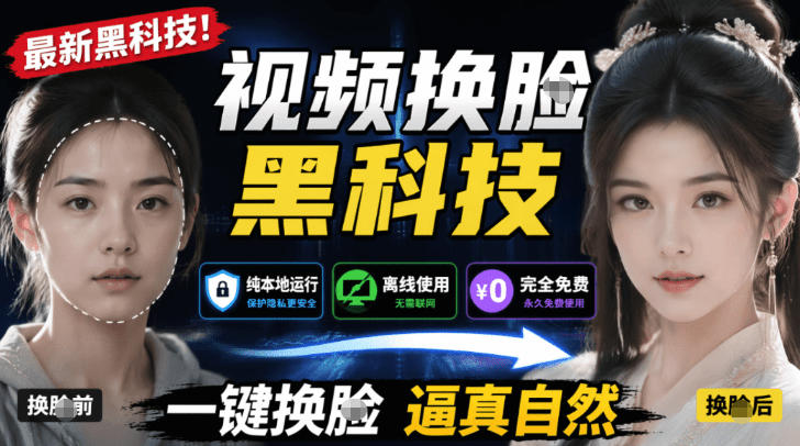 AI人工智能如此夸张？一键视频换Lian黑科技，纯本地离线运行，本地视频换Lian娱乐工具，AI FaceSwap-藏宝阁