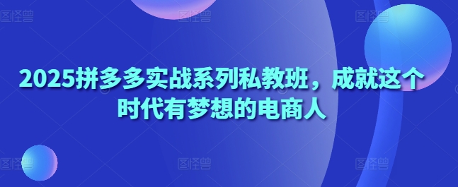 2025拼多多实战系列私教班，成就这个时代有梦想的电商人-藏宝阁
