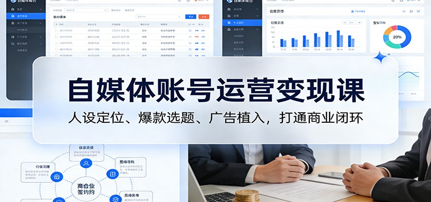 自媒体账号运营变现课：人设定位、爆款选题、广告植入，打通商业闭环-藏宝阁