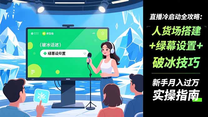 直播冷启动全攻略:人货场搭建+绿幕设置+破冰技巧，新手月入过万实操指南-藏宝阁