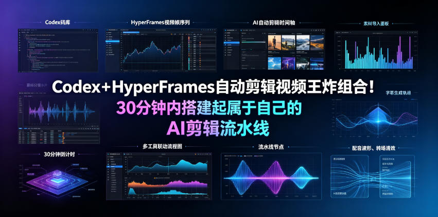 Codex＋HyperFrames自动剪辑视频王炸组合！30分钟内搭建起属于自己的AI剪辑流水线(完整版实操教程手册)-藏宝阁