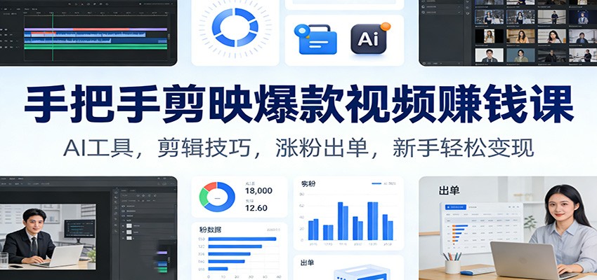 手把手剪映爆款视频赚钱课：AI工具，剪辑技巧，涨粉出单，新手轻松变现-藏宝阁