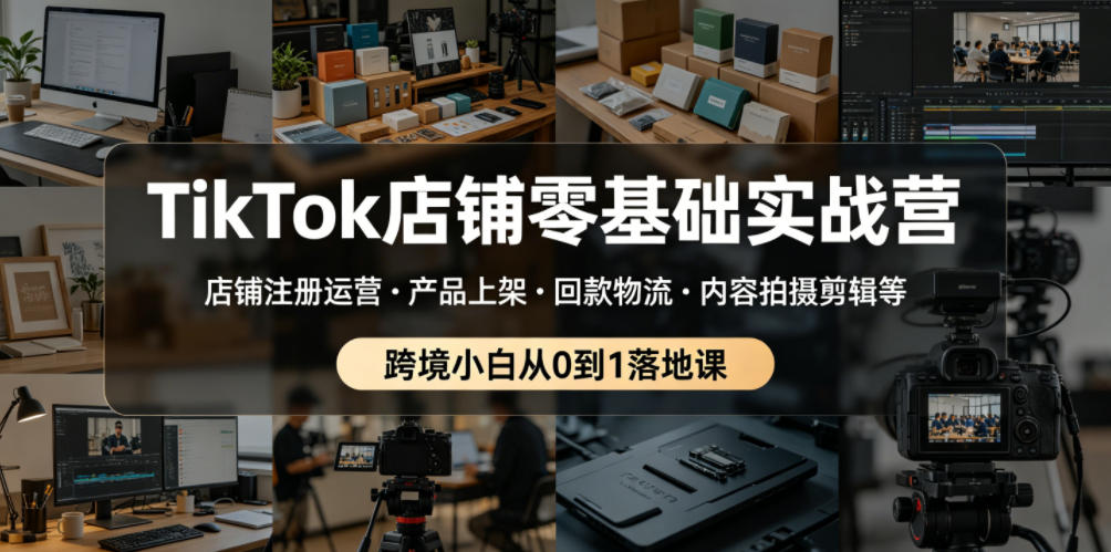 TikTok店铺零基础实战营，店铺注册运营・产品上架・回款物流・内容拍摄剪辑等 ，跨境小白从0到1落地课-藏宝阁