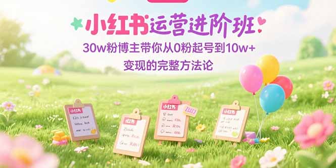 小红书运营进阶班：30w粉博主带你从0粉起号到10w+变现的完整方法论-藏宝阁