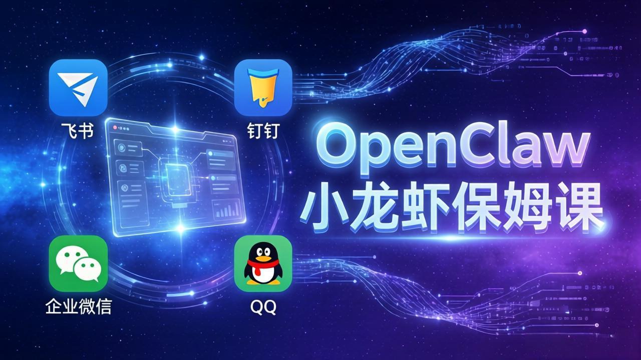 OpenClaw小龙虾保姆课： Windows/macOS/Linux/Docker全系统安装，飞书+钉钉+企业微信+QQ 全接入-藏宝阁