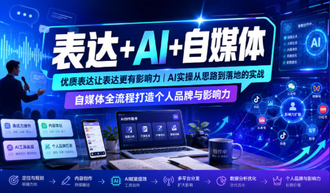 表达+AI+自媒体，优质表达让表达更有影响力|AI实操从思路到落地的实战|自媒体全流程打造个人品牌与影响力-藏宝阁