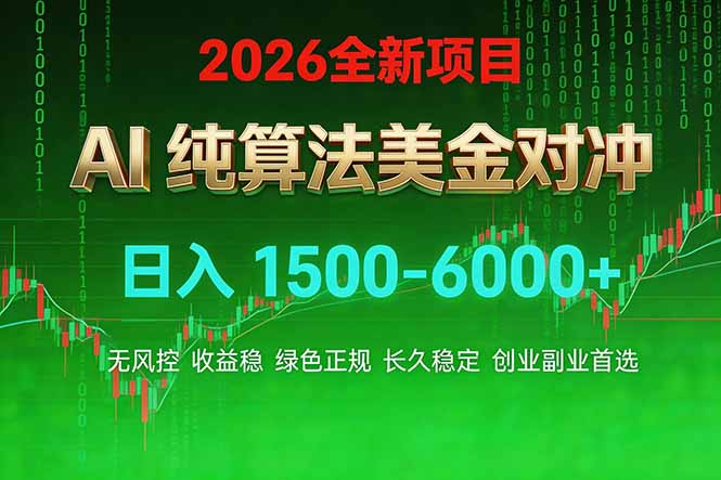 2026 全新美金对冲项目，不套平台赠金，不封号，纯算法对冲，日入 1500-6000+-藏宝阁