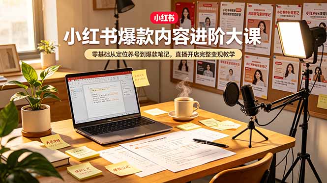 小红书爆款内容进阶大课，零基础从定位养号到爆款笔记，直播开店完整变现教学-藏宝阁