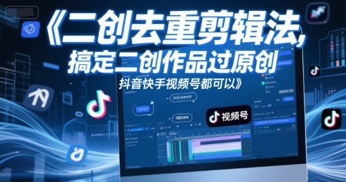 短视频二创去重剪辑法，搞定二创作品过原创，抖音快手视频号都可以-藏宝阁