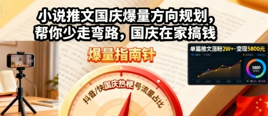小说推文国庆爆量方向规划，帮你少走弯路，国庆在家搞钱-藏宝阁