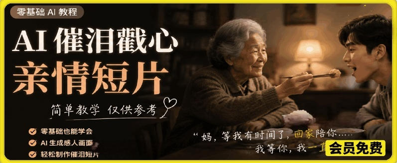 AI催泪戳心亲情短片，零基础AI教程，简单教学仅供参考-藏宝阁