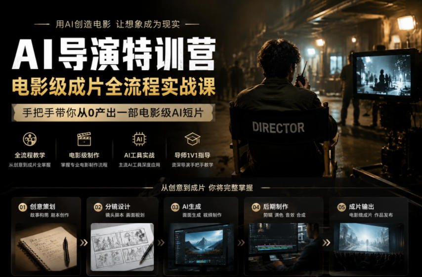 AI导演特训营，电影级成片全流程实战课，手把手带你从0产出一部电影级AI短片-藏宝阁