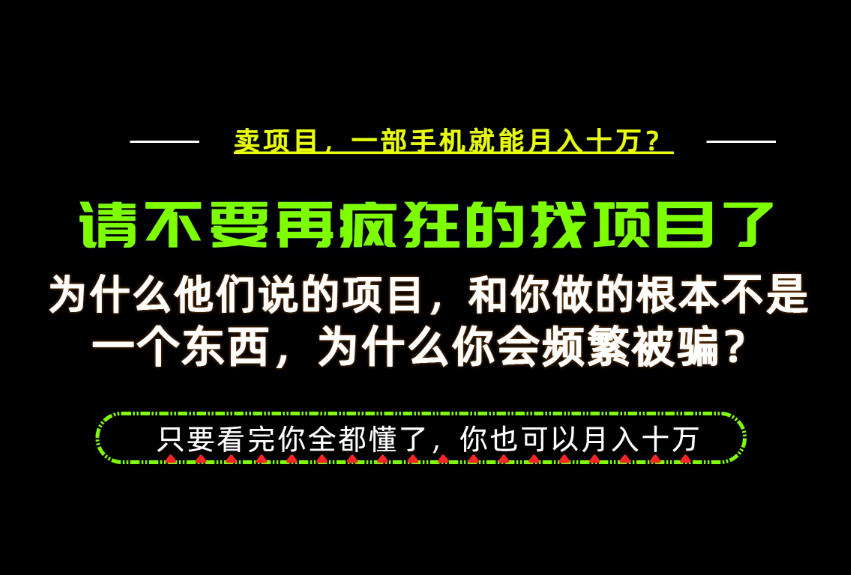 为什么做项目的人大多都是炮灰？为什么只有卖项目才能稳？看完你也可以月入10W+【揭秘】-藏宝阁