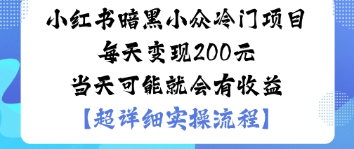 小红书暗黑小众冷门项目每天变现2张当天可能就会有收益-藏宝阁