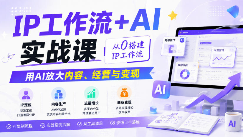 IP工作流+AI实战课，从0搭建IP工作流，用AI放大内容、经营与变现-藏宝阁