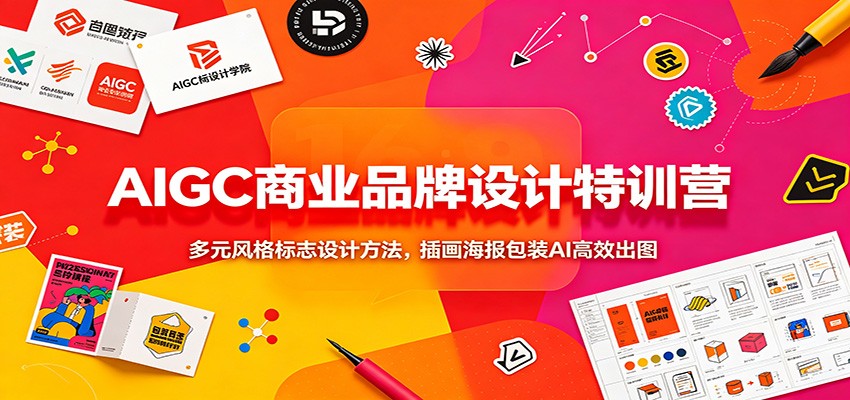AIGC商业品牌设计特训营：多元风格标志设计方法，插画海报包装AI高效出图-藏宝阁