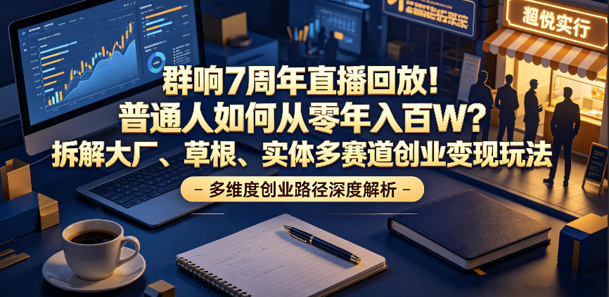 群响7周年直播回放！普通人如何从零年入百W？拆解大厂、草根、实体多赛道创业变现玩法(更新)-藏宝阁