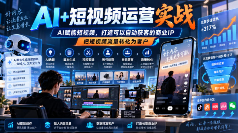 AI+短视频运营实战，AI赋能短视频，打造可以自动获客的商业IP，把短视频流量转化为客户-藏宝阁