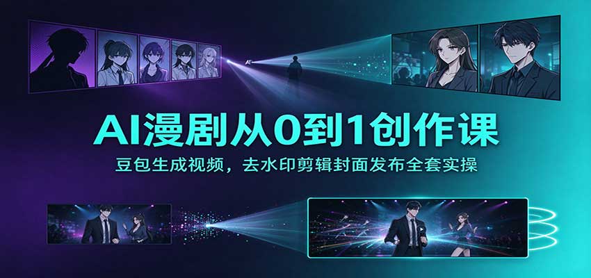 AI漫剧从0到1创作课：豆包生成视频，去水印剪辑封面发布全套实操-藏宝阁