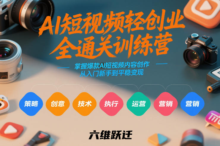 AI短视频轻创业全通关训练营，掌握爆款AI短视频内容创作，从入门新手到平稳变现的六维跃迁-藏宝阁