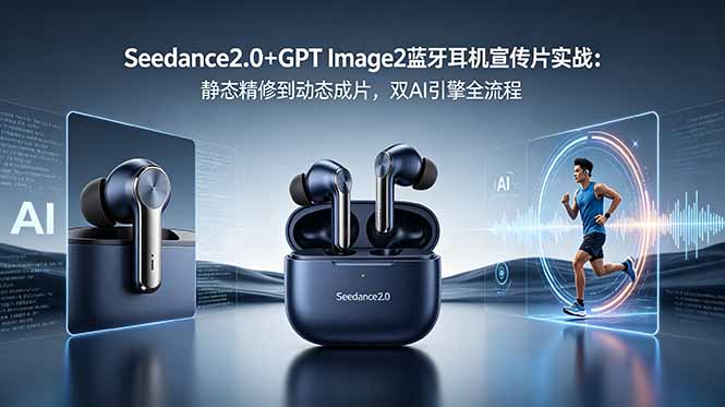 Seedance2.0+GPT Image2蓝牙耳机宣传片实战：静态精修到动态成片，双AI引擎全流程-藏宝阁