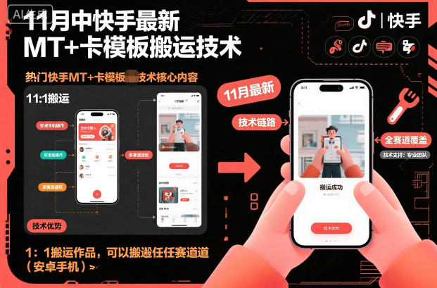 11月中快手最新MT+卡模板搬运技术，1：1搬运作品，可以搬运任何赛道(安卓手机)-藏宝阁