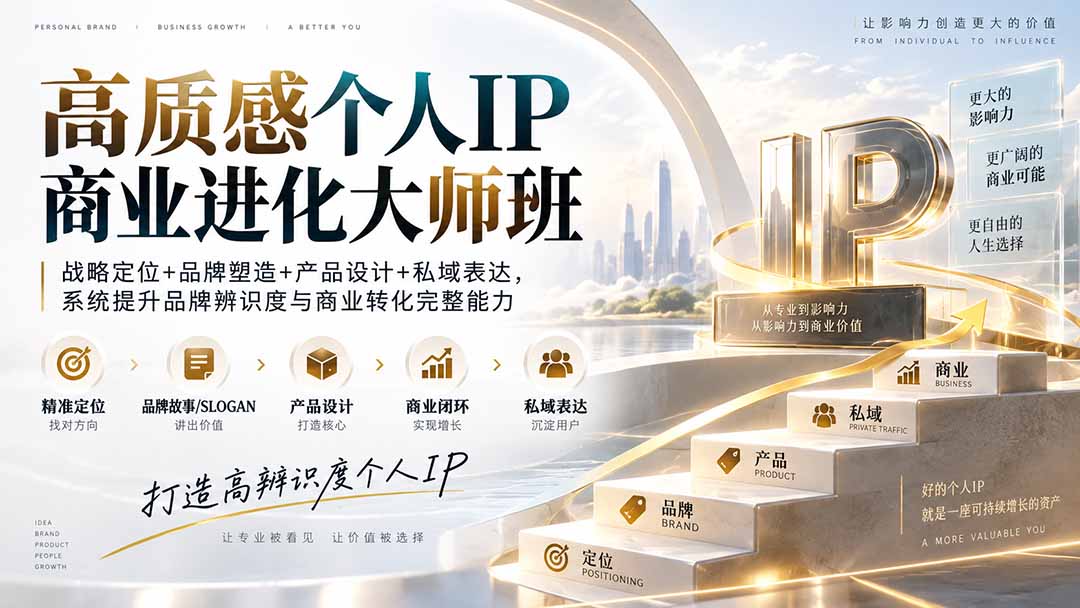 高质感个人IP商业进化大师班：战略定位+品牌塑造+产品设计+私域表达，系统提升品牌辨识度与商业转化完整能力-藏宝阁