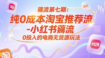 薅流第七期：纯0成本淘宝推荐流-小红书薅流最新版目，0投入的电商无货源玩法(附赠往期)-藏宝阁