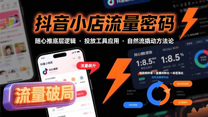 抖音小店流量密码，随心推底层逻辑，投放工具应用，自然流撬动核心方法论-藏宝阁