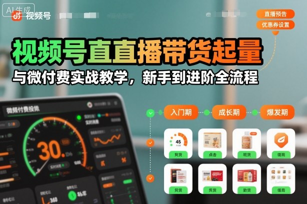 视频号直播带货起量与微付费实战教学，新手到进阶全流程(更新26年10月)-藏宝阁