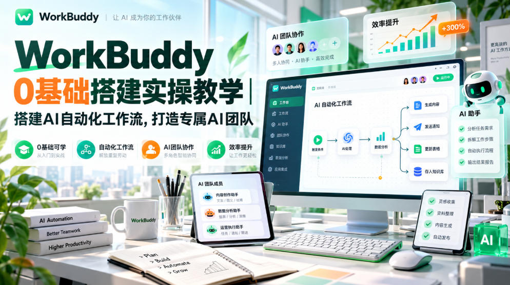 WorkBuddy 0基础搭建实操教学｜搭建AI自动化工作流，打造专属AI团队-藏宝阁