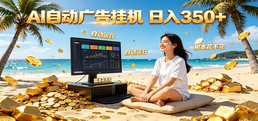AI自动广告挂机 日入350+ 真正做到躺赚式变现，根本花不完！-藏宝阁