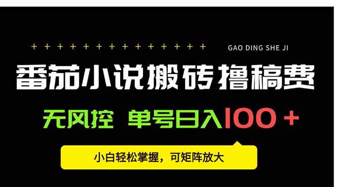 番茄小说创作人搬砖赚稿费，无风控单号日入100＋，小白轻松掌握，可矩…-藏宝阁
