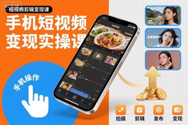 手机短视频变现实操课，短视频剪辑变现课-藏宝阁