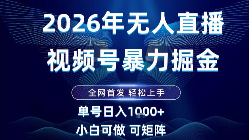 2026最新视频号无人直播掘金，全网首发，小白可以玩，长期稳定日入1k+【揭秘】-藏宝阁