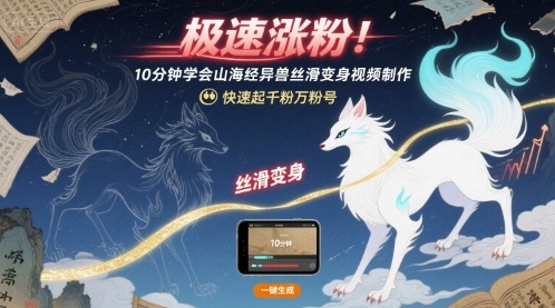 极速涨粉！10分钟学会山海经异兽丝滑变身视频制作，快速起千粉万粉号-藏宝阁