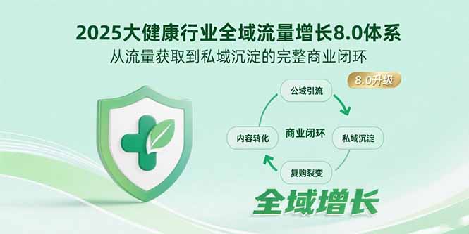 2025大健康行业全域流量增长8.0体系，从流量获取到私域沉淀的完整商业闭环-藏宝阁