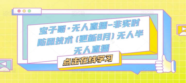 宝子哥·无人直播-非实时防风技术(更新25年6月)无人半无人直播-藏宝阁