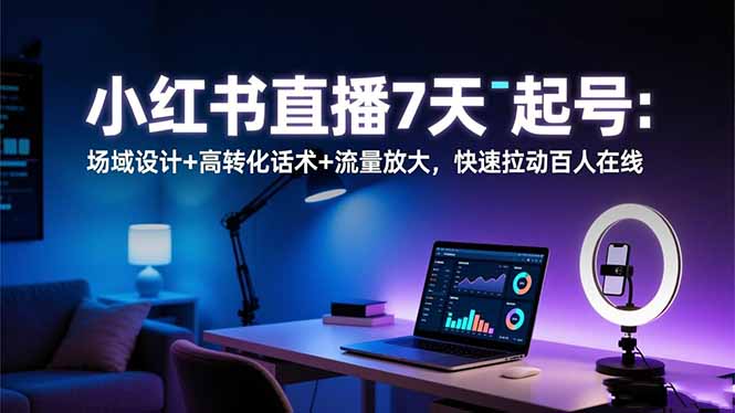 小红书直播7天起号：场域设计+高转化话术+流量放大，快速拉动百人在线-藏宝阁